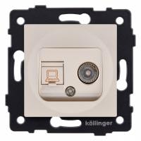 ТВ-розетка и розетка Ethernet RJ-45 без рамки Kollinger  REA-012GD