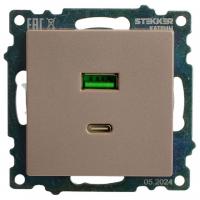 Розетка 2хUSB type A и C без рамки Stekker Катрин 50056