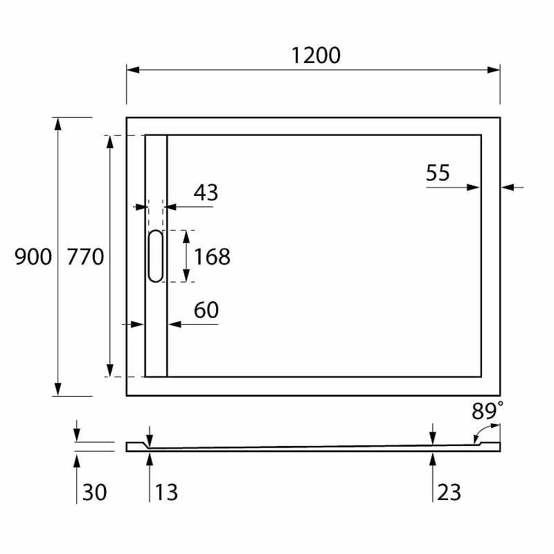 Душевой поддон Cezares 120x90 TRAY-AS-AH-120/90-30-NERO черный матовый