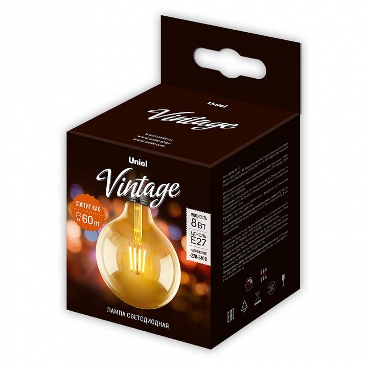 Лампа светодиодная Uniel Golden E27 8Вт K UL-00002358