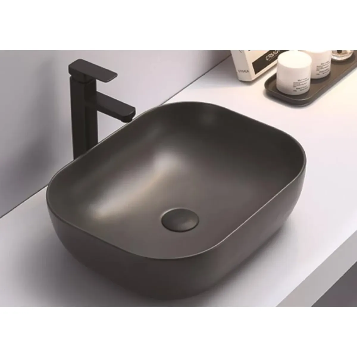 Раковина-чаша CeramaLux 78104MDH-2 50,5x40,5 см, накладная, серый матовый