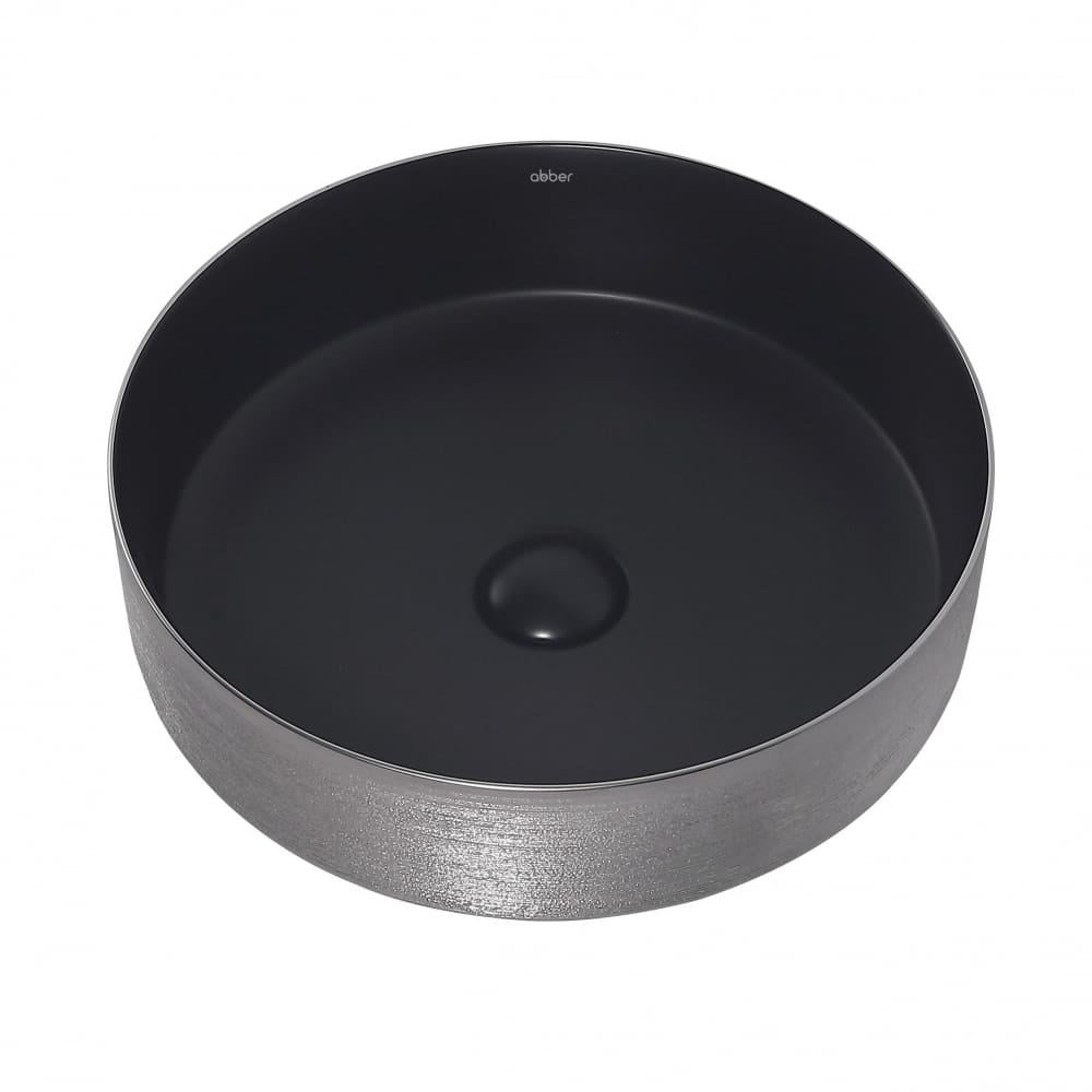 Раковина накладная Abber Bequem 40 AC2109BS черный матовый с серебром