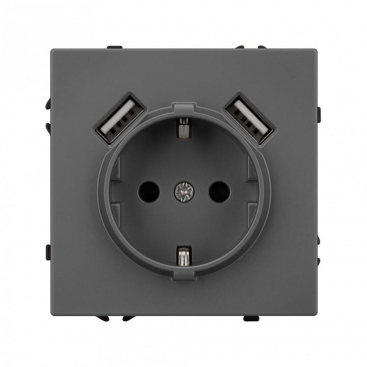 Розетка с заземлением и со шторкой и 2хUSB type A, без рамки Arlight NOBE 054291(1)