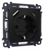 Розетка с заземлением и 2хUSB type A и C, без рамки Ambrella Volt ALFA MA810010