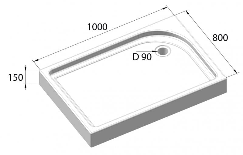 Душевой поддон Tray BelBagno TRAY-BB-AH-100/80-15-W-L