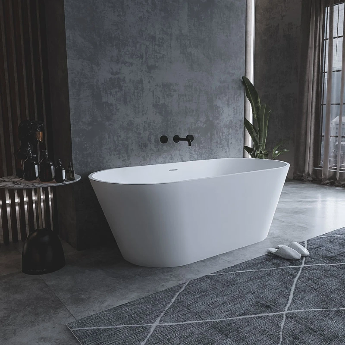 Ванна из литьевого мрамора Cezares Comfort Solid Surface CZR-COMFORT-170-75-53-SSB 170x75 см, отдельностоящая, белый матовый