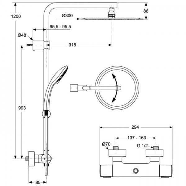 Душевая система Ideal Standard IdealRain lux A6246AA