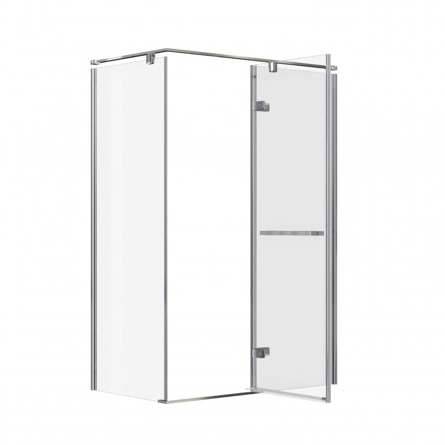 Дверь Roca Acropolis правая с боковой панелью 140х80 ZRU9307895 глянцевый хром стекло прозрачное
