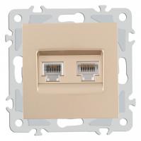 Розетка двойная RJ-11 и Ethernet RJ-45 без рамки Arte Milano am-206 206.44-1.shampan