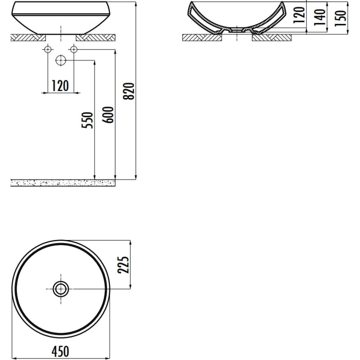 Раковина-чаша Creavit DE045-00CB00E-0000 45x45 см, накладная, белый