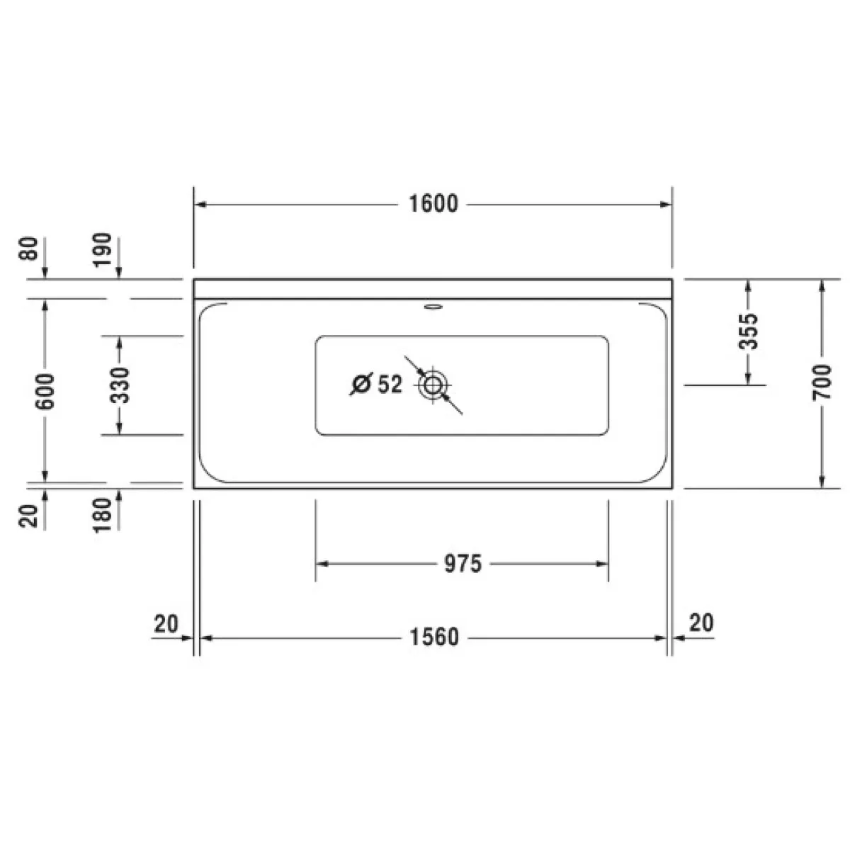 Акриловая ванна 160x70 см L Duravit P3 Comforts 700371000000000