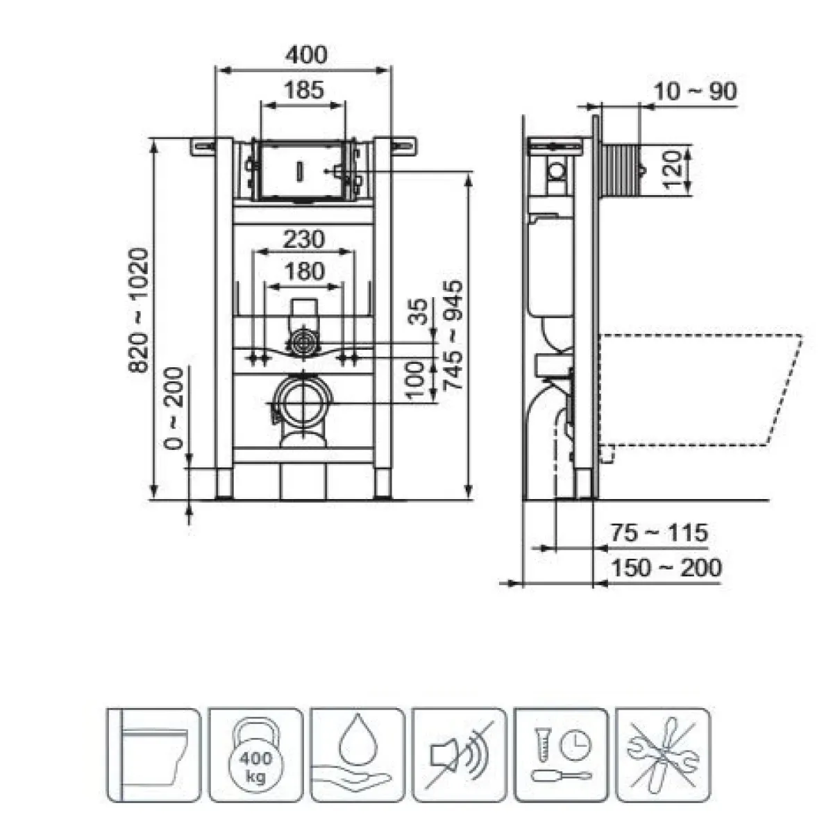 Инсталляция для унитаза Ideal Standard Prosys Frame 150 M R009067