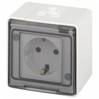Розетка с заземлением и со шторкой, с крышкой Эра Эра Эксперт 11-2502-01