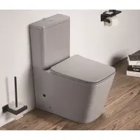 Унитаз-компакт CeramaLux 2170AXMH безободковый, с сиденьем микролифт, светло-серый матовый