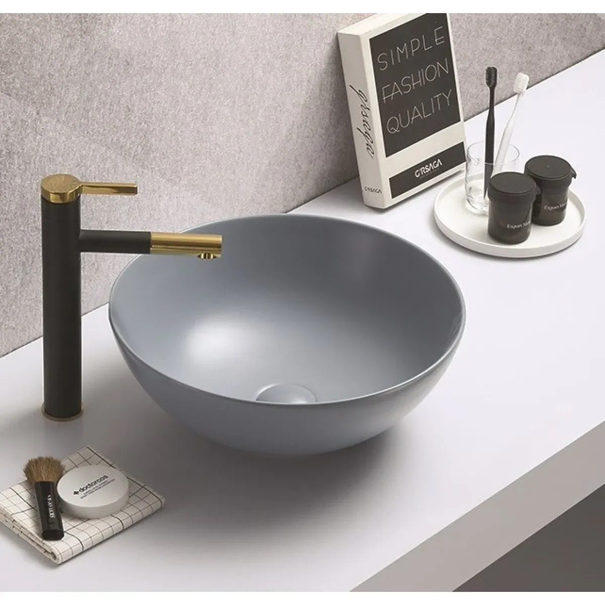 Раковина-чаша CeramaLux 104MHL-4 41,5x41,5 см, накладная, голубой матовый