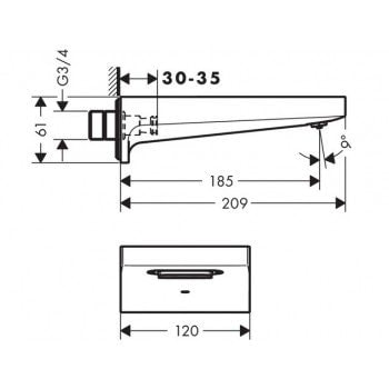 Излив для ванны hansgrohe METROPOL 32543000