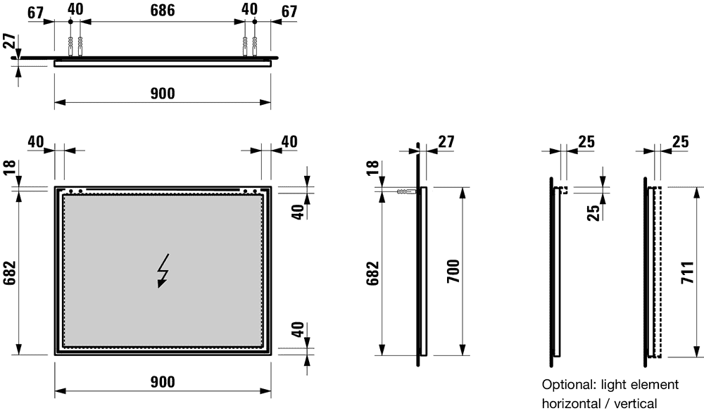 Зеркало Laufen FRAME 4.4740.5.900.144.1 белое