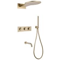 Душевой комплект Abber Wasser Kreis AF8150G с термостатом золото матовое