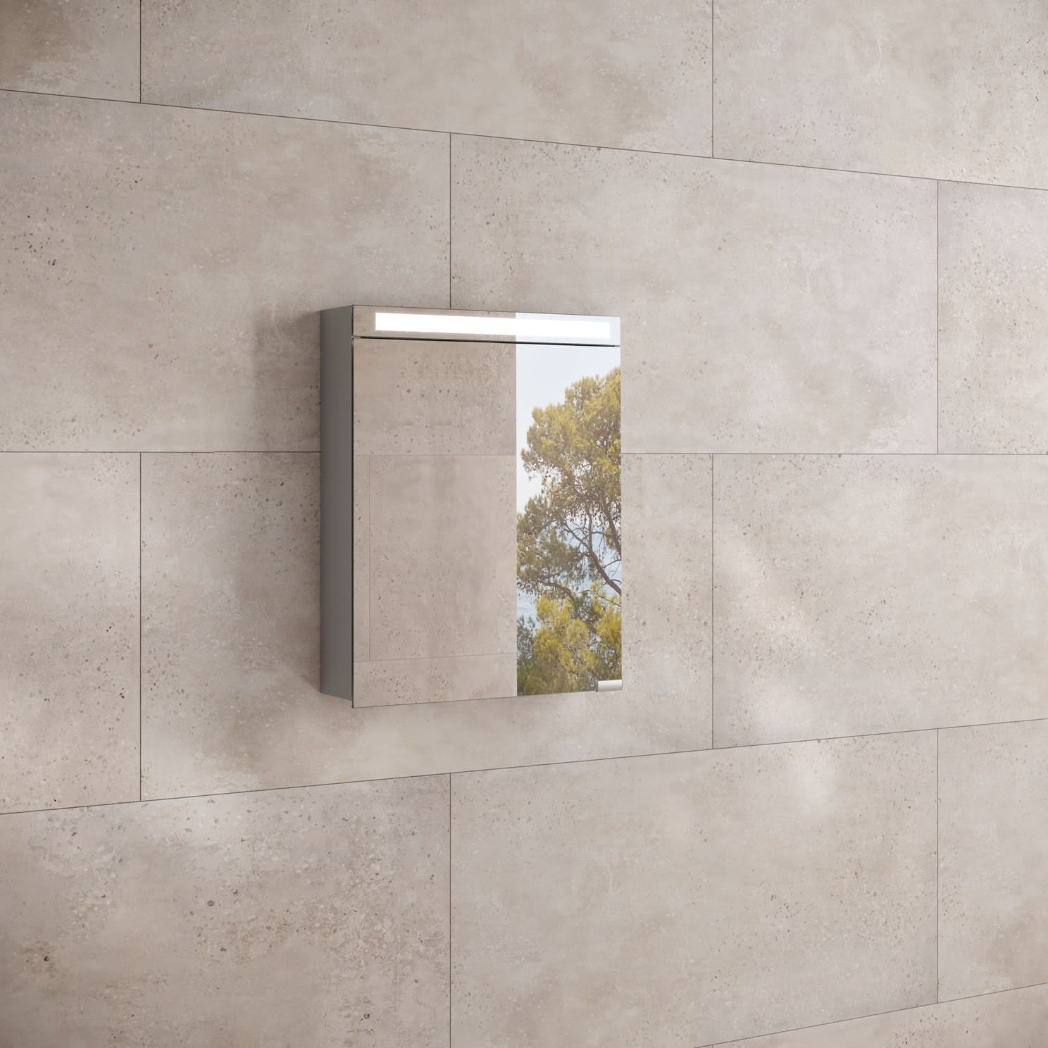 Шкаф зеркальный Keuco Royal E-One 50 44304171000 с подсветкой анодированное серебро