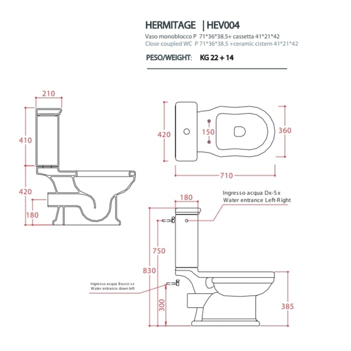 Чаша напольного унитаза Artceram Hermitage HEV004 01 00