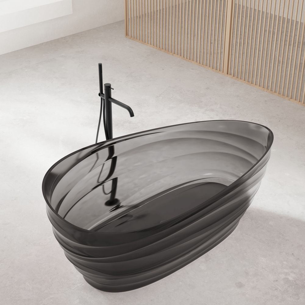Ванна из полиэфирной смолы Abber Kristall AT9709Onyx 170x88 см, отдельностоящая, черный
