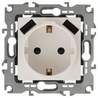 Розетка с заземлением и со шторкой и 2хUSB, без рамки Эра Эра 12 12-4109-02