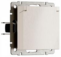 Розетка влагозащищенная с заземлением и со шторкой без рамки с крышкой Werkel перламутровый рифленый W1171213