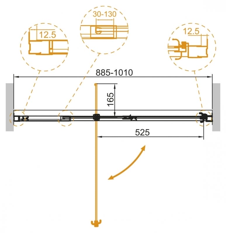 Душевая дверь в нишу Cezares Variante VARIANTE-B-1-90/100-C-Cr