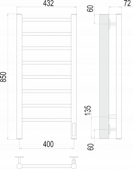 Полотенцесушитель электрический Terminus Аврора П8 400х850 4670078531162