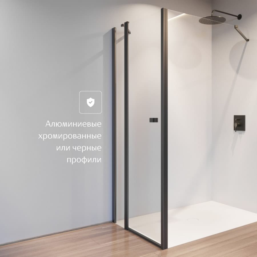 Боковая стенка для душевого уголка Roca Capital 80x195 7M4408016M черный стекло прозрачное