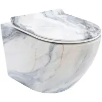 Унитаз подвесной Rea Carlos REA-C8003 безободковый, с сиденьем микролифт, серый мрамор