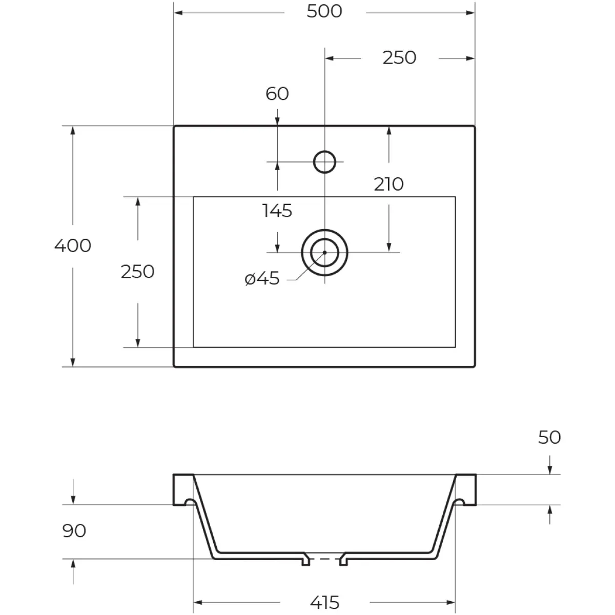 Раковина 50x40 см BelBagno Pietra Mini BB-500-PM-LVB