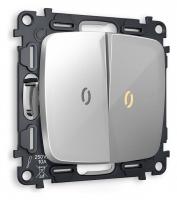 Выключатель проходной двухклавишный с подсветкой без рамки Ambrella Volt Quant MO404030