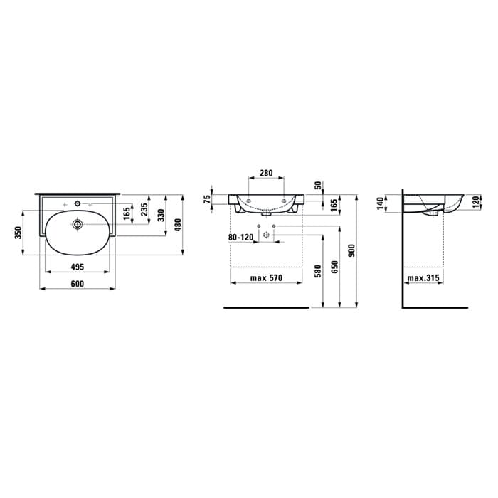 Раковина Laufen Classic 60 8.1385.3.000.109.1