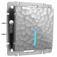 Выключатель проходной одноклавишный с подсветкой без рамки Werkel Hammer серебряный W1212106