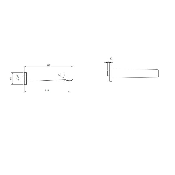 Излив для ванны Villeroy&Boch Architectura Square TVT12500200064 никель