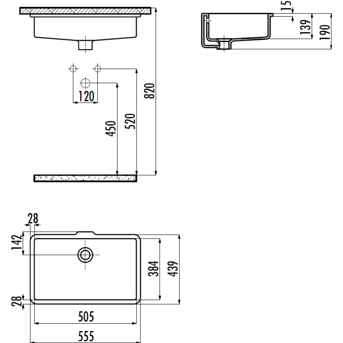 Раковина Creavit TP738-00CB00E-0000 55,5x43,9 см, встраиваемая снизу, белый