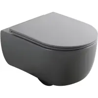 Унитаз подвесной Veconi Rino VRI-49TGR безободковый, торнадо, с сиденьем микролифт, серый матовый