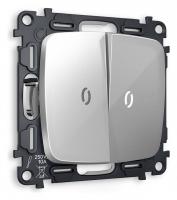 Выключатель проходной двухклавишный с подсветкой без рамки Ambrella Volt Quant MO404035