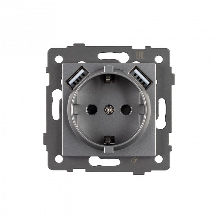Розетка с заземлением и 2хUSB type A, без рамки Arlight SCT 049820