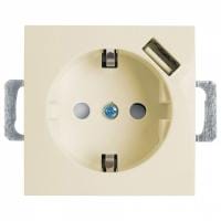 Розетка с заземлением и со шторкой и USB, без рамки Stekker Эрна 39329