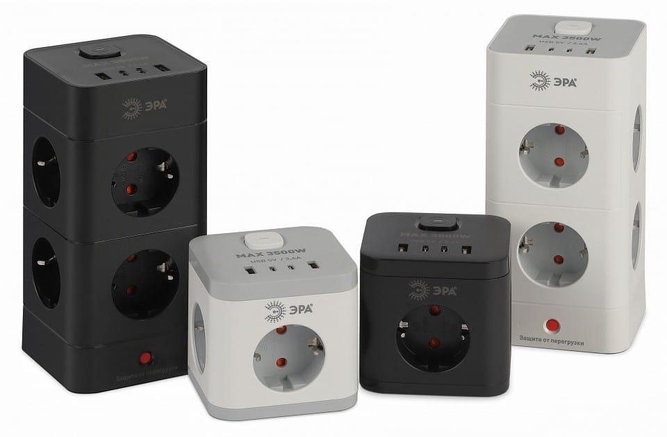 Сетевой фильтр Эра  TWR-8es-1,5m-4USB-B