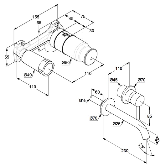 Смеситель для раковины Kludi Bozz 38245N076S брашированное золото