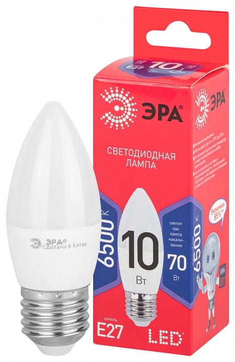 Лампа светодиодная Эра  E27 10Вт 6500K LED B35-10W-865-E27 R
