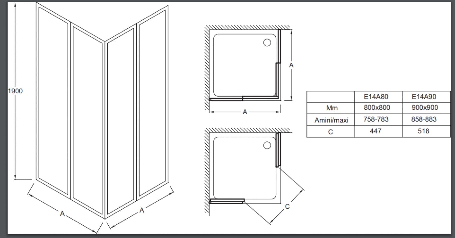 Душевой уголок 90x90 Jacob Delafon Serenity E14A90-GA