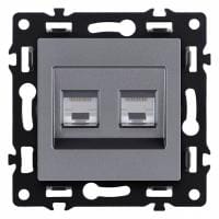 Розетка двойная Ethernet RJ-45 и со шторками, без рамки Kollinger Asthetik AS-018GY
