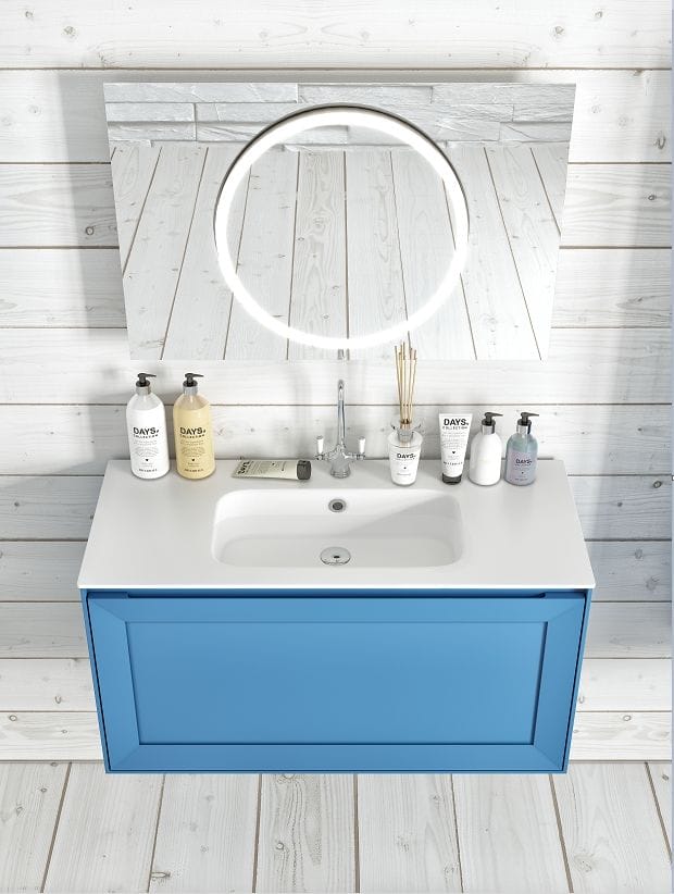 Тумба с раковиной Bagno Piu Millennio 80 ML1-80-18 + QS08146101 небесный матовый