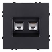 Розетка двойная Ethernet RJ-45 и со шторками, без рамки Kollinger Eclipse EC-018BK