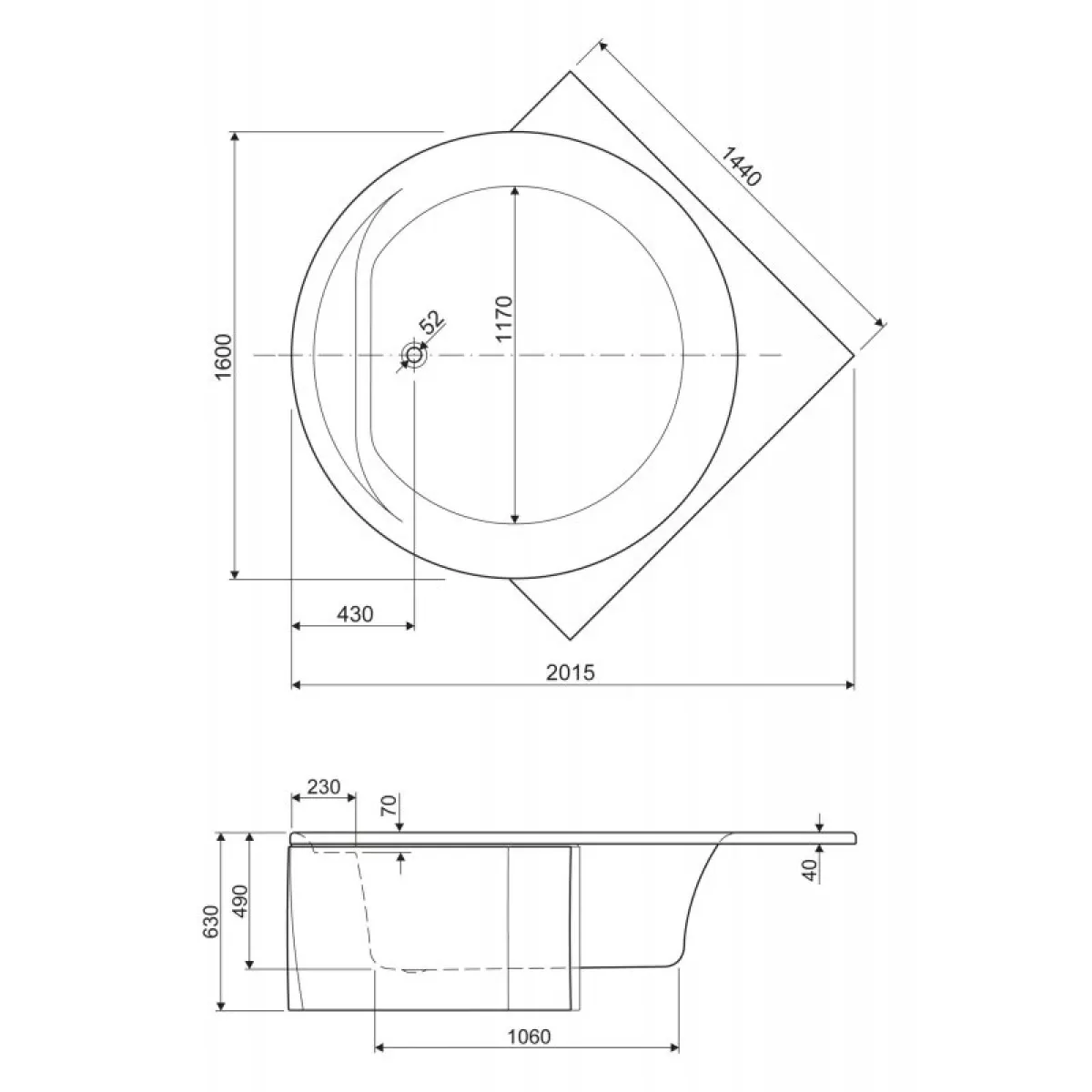 Панель фронтальная Cezares Fi FI CORNER-160-SCR