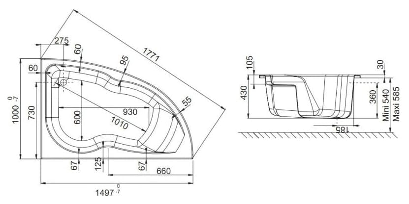 Акриловая ванна Jacob Delafon Micromega Duo 150x100 E60218RU-00 R